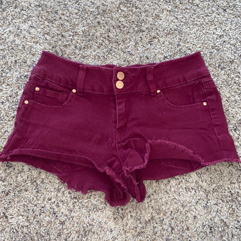 Maroon Cut Off Shorts